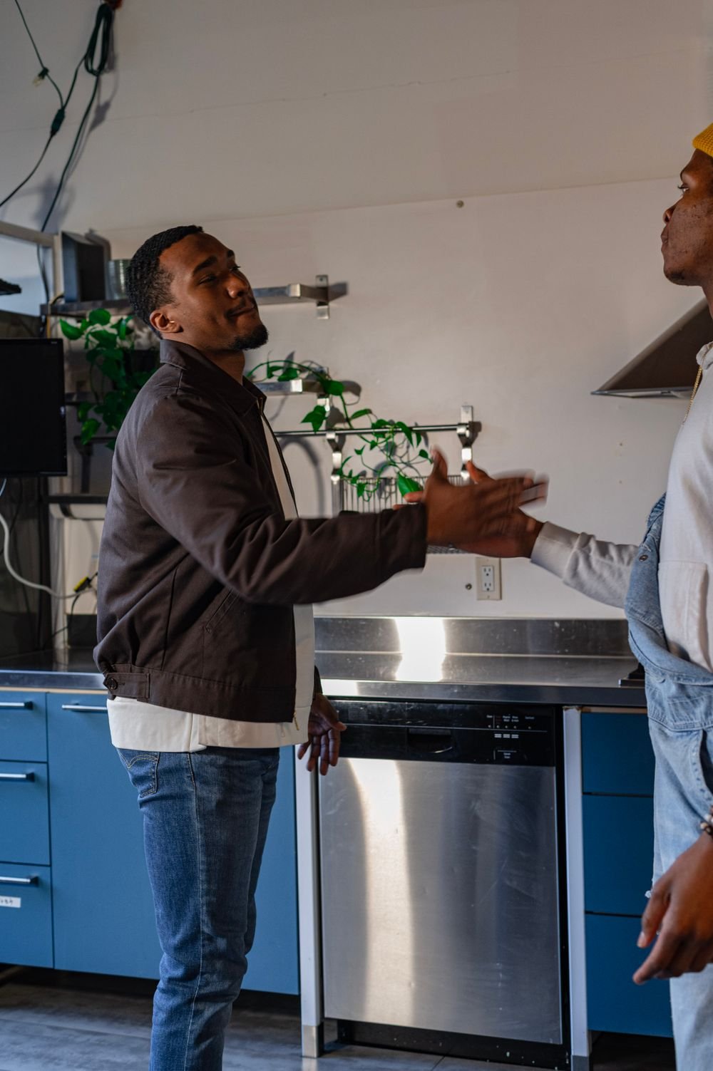 Handshake in a kitchen